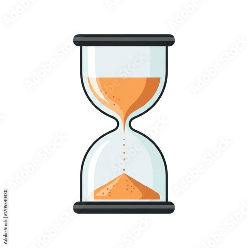 Hourglass with orange sand flowing down.