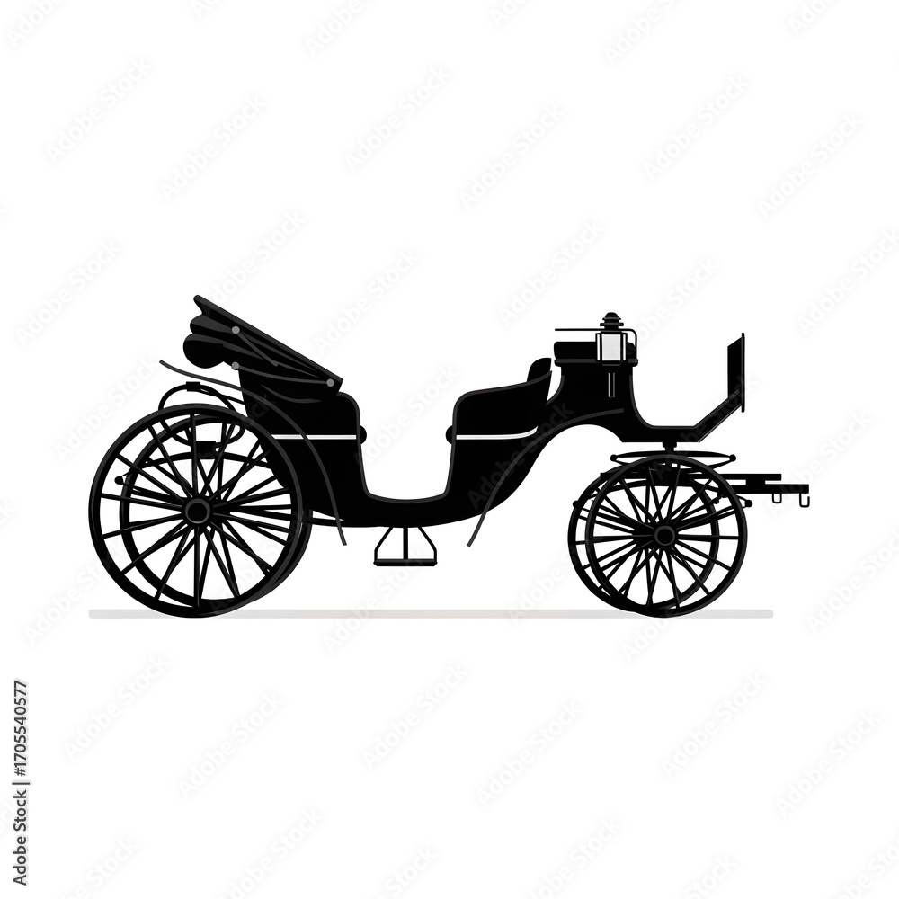 Fototapeta premium Black Silhouette Vintage Horse Carriage Vector Illustration