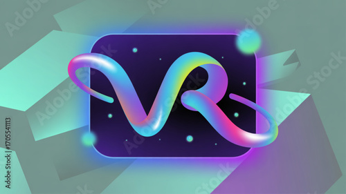 Abstract vr logo with vibrant colors and a modern design, perfect for virtual reality and technology related projects