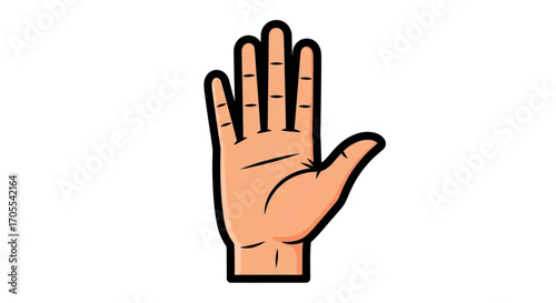Illustration of a human hand showing four fingers.