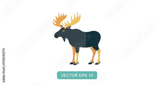 Illustration of a Moose with Large Antlers.