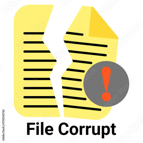 File Corrupt Icon Flat Color Style