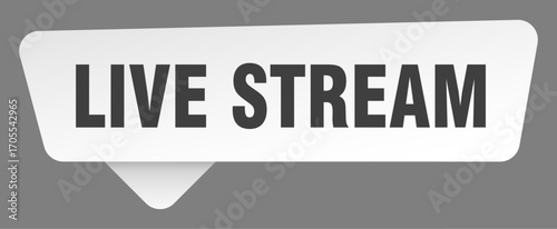 live stream sign. live stream white sticker isolated on gray background