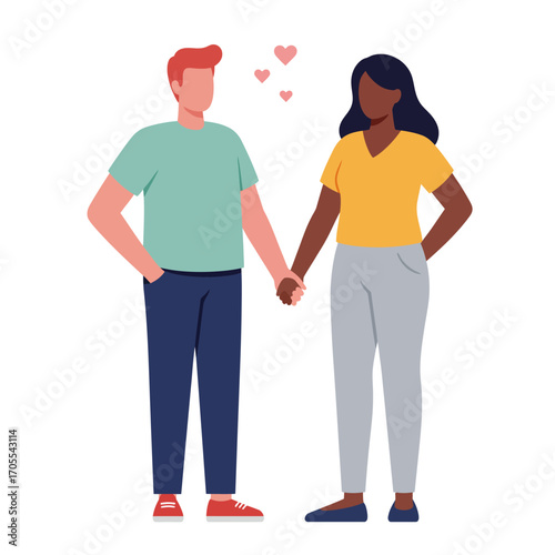 Vector illustration a husband and wife holding hands