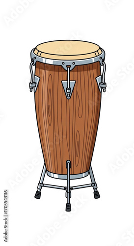 Illustration of a single conga drum on a stand.