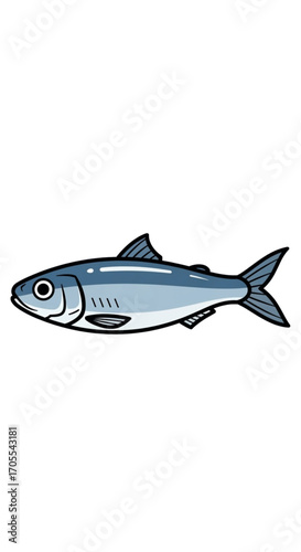 Illustration of a single herring fish swimming.