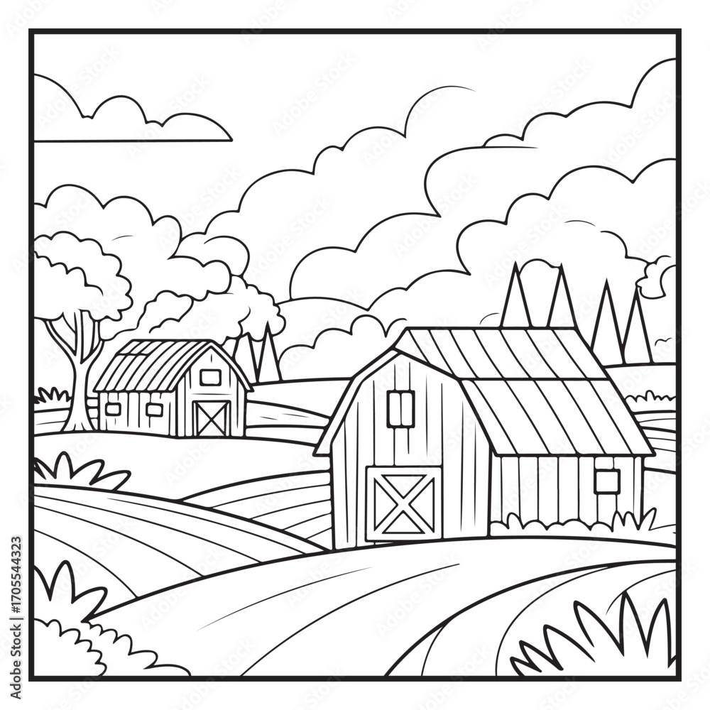 Obraz premium Autumn Coloring Pages | Cozy Fall Leaves, Pumpkins, Animals, Mandalas & Scenery | Bold Easy Outlines for Adults and Kids