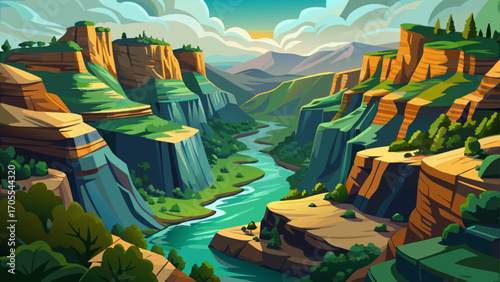 Blyde River Canyon in South Africa unfolds with verdant cliffs and turquoise waters, dramatic viewpoints revealing a lush gorge sculpted by time, one of the world’s largest green canyons.