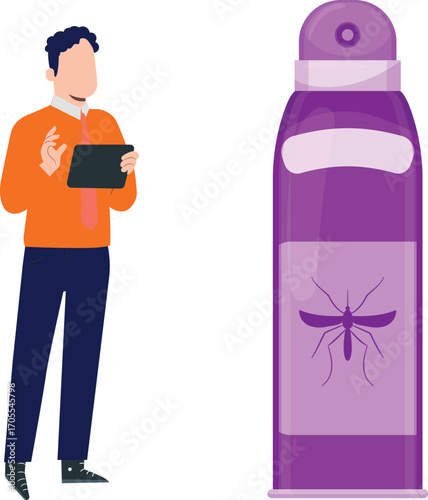 Boy briefing about mosquito spray