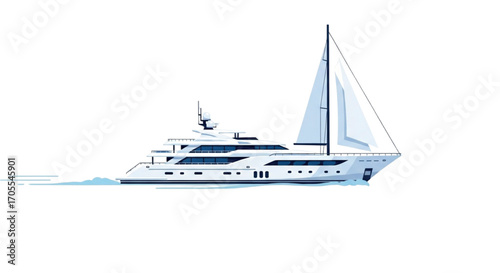 Luxury Yacht Sailing on the Open Sea.