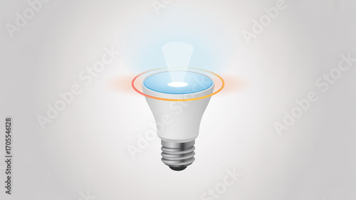 Smart led light bulb emitting a vibrant glow, showcasing energy efficiency and modern technology