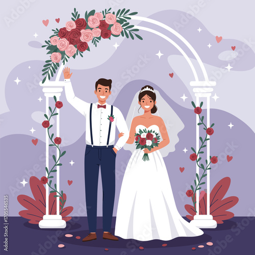 Sacred wedding ceremony, vector illustration