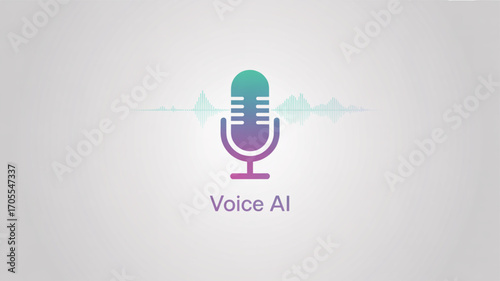 Voice ai logo with microphone icon and sound waves, representing artificial intelligence in audio technology and