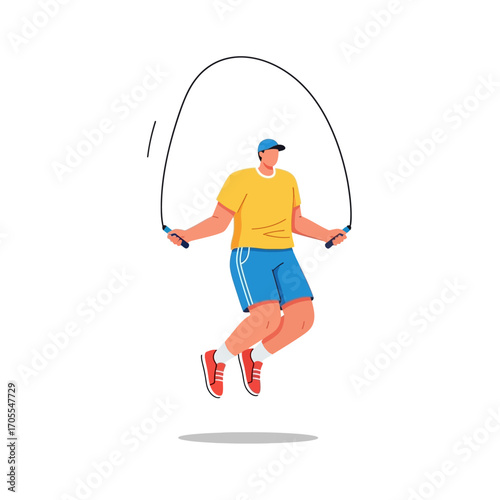 Man Jumping Rope: Fitness Training Illustration