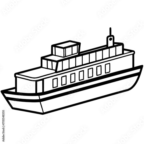 Cargo Barge Line Vector –