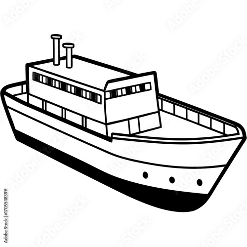 Cargo Barge Line Vector –