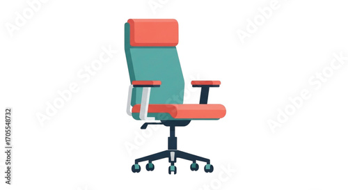 Modern Ergonomic Office Chair with Teal and Orange Accents.