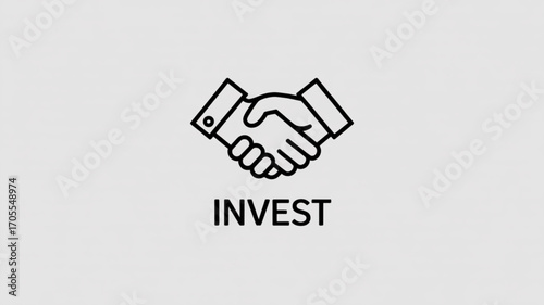 Minimalist handshake icon symbolizing investment and partnership, perfect for finance and business themes