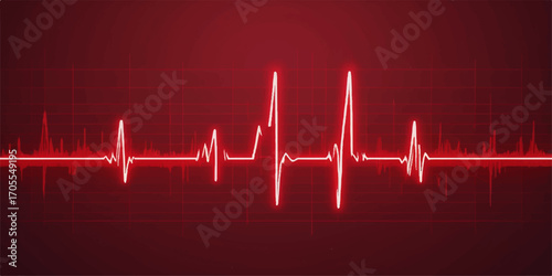 A medical monitor shows a vibrant red heartbeat on a cardiogram graph, illustrating the abstract rhythm of life