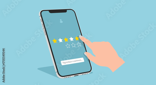 Providing Online Feedback With Three Stars On Smartphone Screen