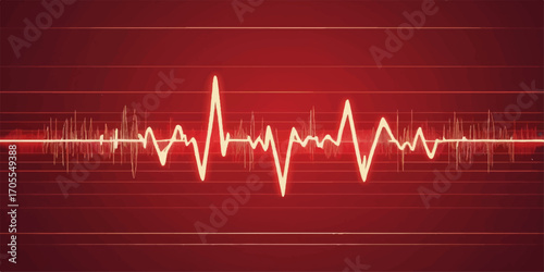 A vibrant EKG graph illustrates a healthy heartbeat rhythm in a vector medical illustration