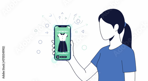 Virtual Try On App On Phone Screen Illustration