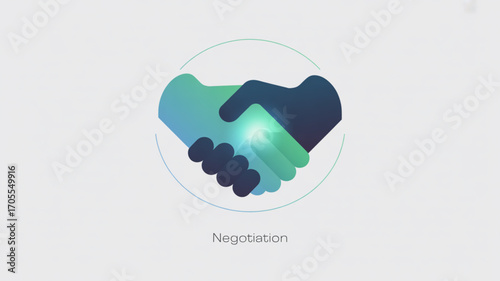 Illustration of a handshake symbolizing negotiation, agreement, and collaboration, depicts partnership and deal