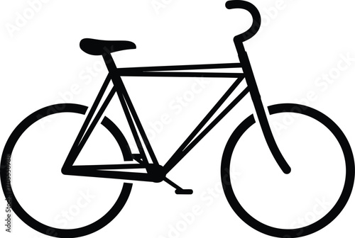 Classic bicycle silhouette on a clean white background, symbolizing freedom and eco-friendly transport.