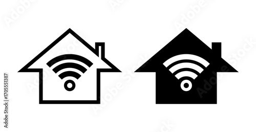 Smart home icon with wifi signal isolated on transparent background. Wireless technology and home automation. Vector illustration
