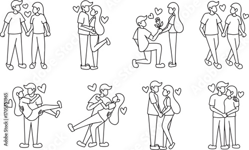 Dancing People Vector Set – Dance, Couple, Party, Celebration, Music, Fun, Performance, Festival, Cartoon, Sketch, Outline, Romantic, Movement, Symbol, Art, Joy, Activity, Illustration