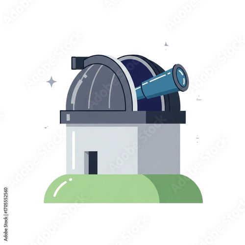 Observatory Building With Telescope Under Stars.