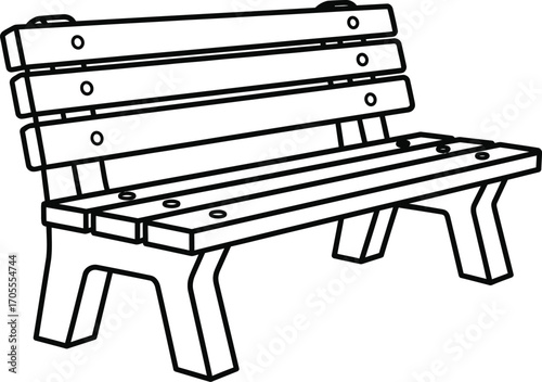Simple park bench outline for outdoor seating and relaxation.