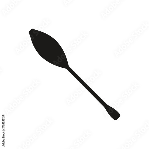 Black kayak paddle silhouette isolated on transparent background