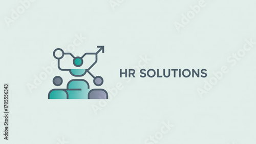 A modern and clean hr solutions logo design featuring a network of people connected to an upward arrow
