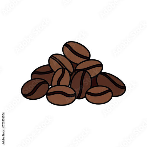 Pile of roasted coffee beans illustration.