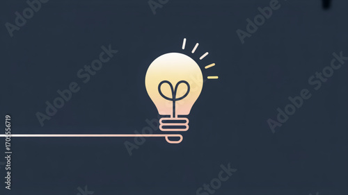 Light bulb icon with a glowing filament and connecting line, symbolizing idea generation, innovation, and creative thinking for problem solving
