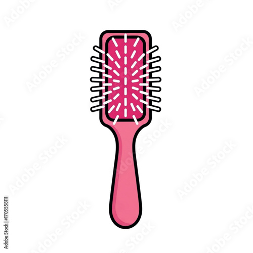 Pink Paddle Hair Brush Illustration.