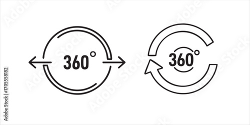 Minimal 360-degree video symbol in black and white vector style, great for VR, immersive video, and multimedia projects.
