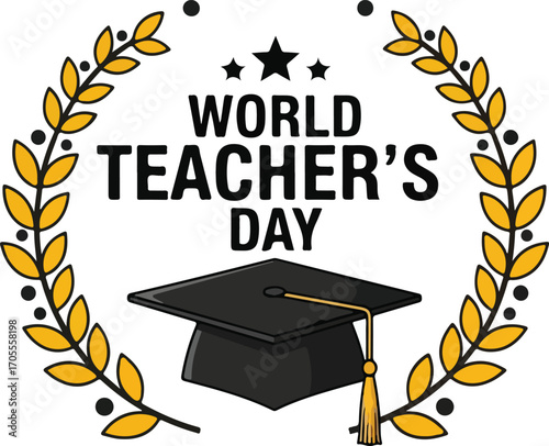 World teachers day greeting card isolated on white background illustration
