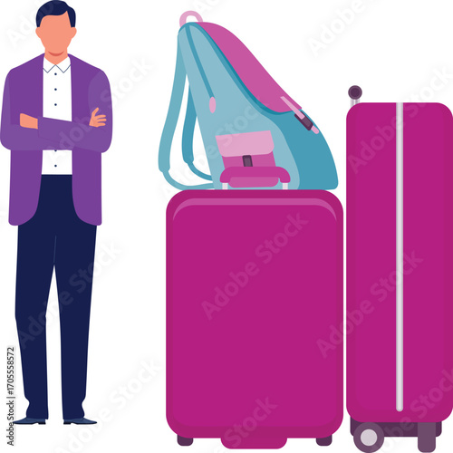 Boy standing with luggage
