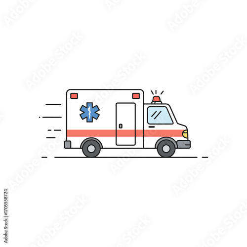 Ambulance rushes to an emergency providing urgent medical assistance on the road showcasing swift response and healthcare in transit.