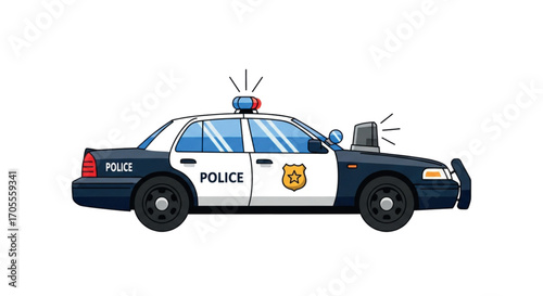 Police Car with Lights and Siren.