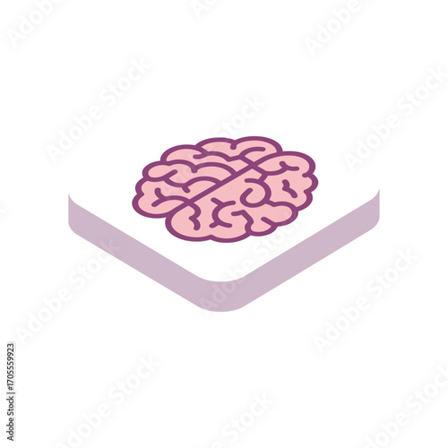 Creative thinking concept a human brain icon on a minimalist platform symbolising ingenuity problem-solving and cognitive enhancement ideal for educational design