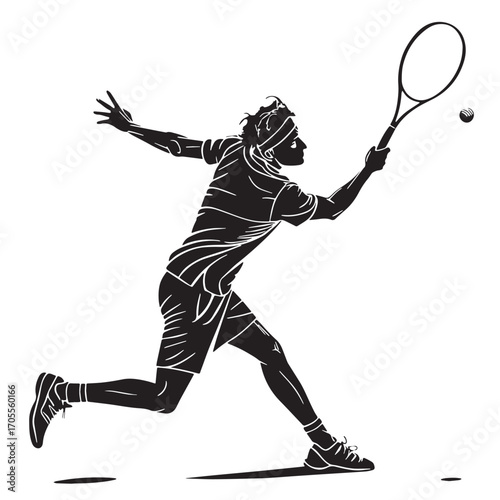 Black tennis Silhouette Vector, High Quality Illustration on White Background