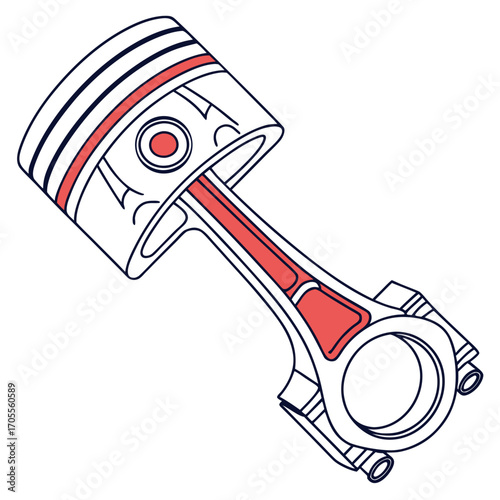Illustration of a piston, a crucial component in internal combustion engines, showcasing its role in converting energy into mechanical motion