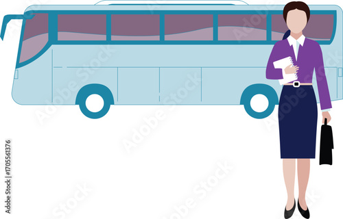 Girl getting off bus