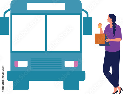 Girl noting bus information