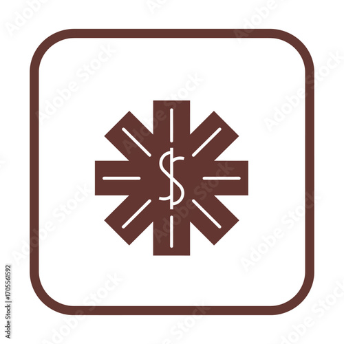 Healthcare cost concept Star of life with dollar sign symbolizing expensive medical care reflecting financial burden of medical emergencies.