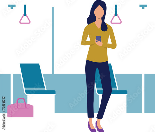 Girl standing in bus