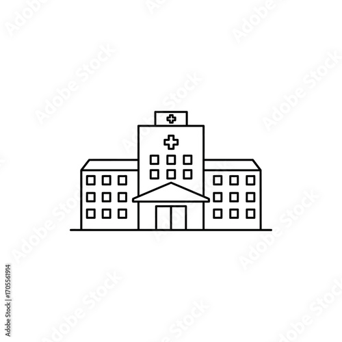 hospital building architectural design of a medical center clinic modern hospital line drawing representing health care facility for health related infographics